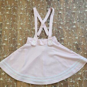 HOT TOPIC Pastel Pink Kitty Paw Suspender Skirt